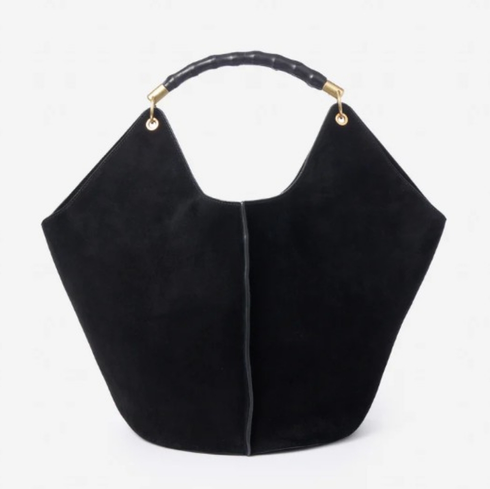 J.McLaughlin Large, Black Suede Sanne Top Handle Tote - Picture 1 of 16